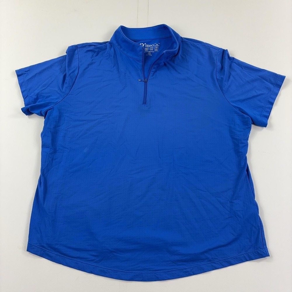 IBKUL Shirt Womens 2XL Blue Short Sleeve 1/4 Zip UPF 50+ Quick Dry Golf Top